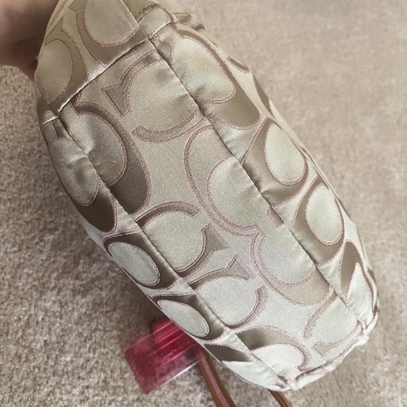 Coach Khaki Signature Hobo with Pink Trim and Tan Strap - Picture 4 of 6